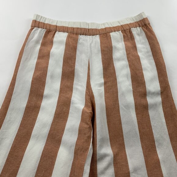 Madewell Rust Striped Linen Blend Wide Leg Capri Pant S - Picture 8 of 8